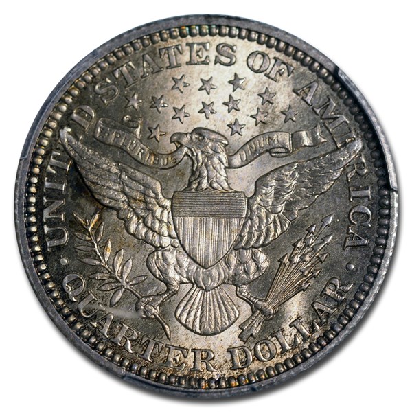 1910 Barber Quarter off-center strike error showing design shifted to one side with blank planchet crescent